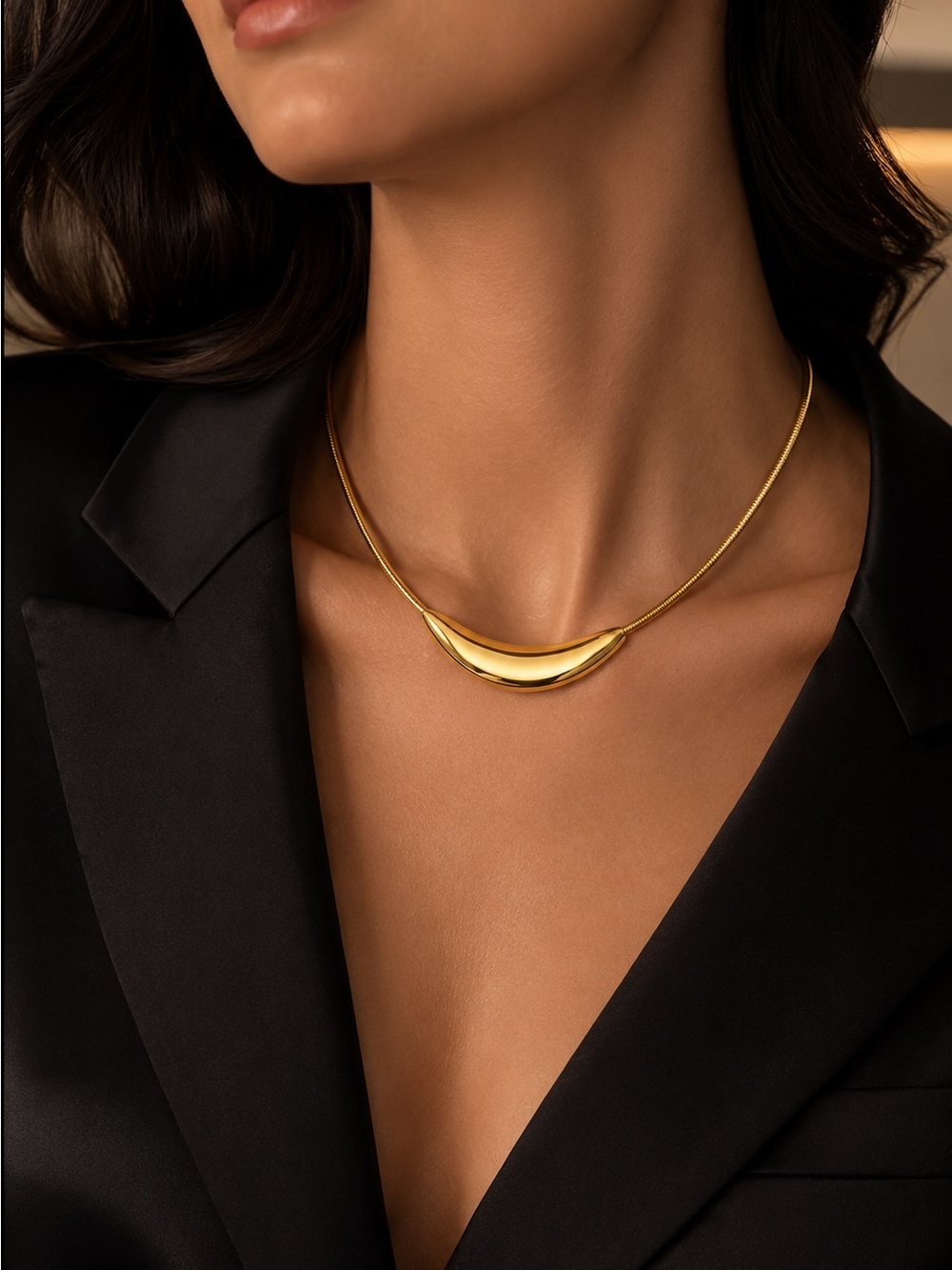 Maison Lumiere Crescent Torque Choker Necklace